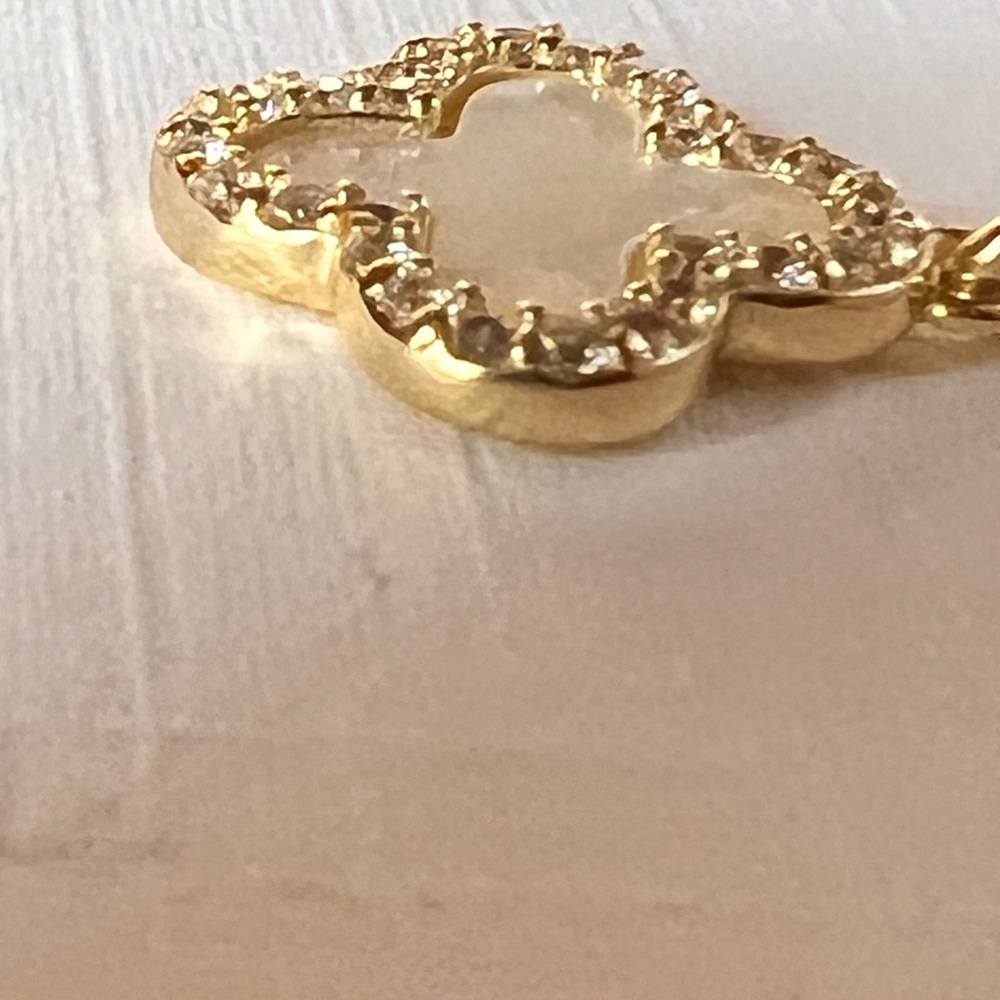 Rachel Zoe 14k Gold Plated Clover Pendant Necklace with CZs - Picture 3 of 7